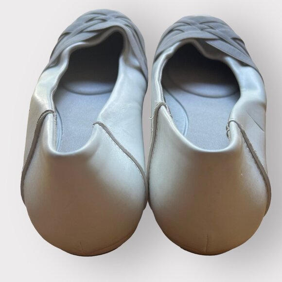 Aerosoles Size 8.5 White Spin Cycle Faux Leather Cross Weave Ballet Flats Shoes - Picture 4 of 7